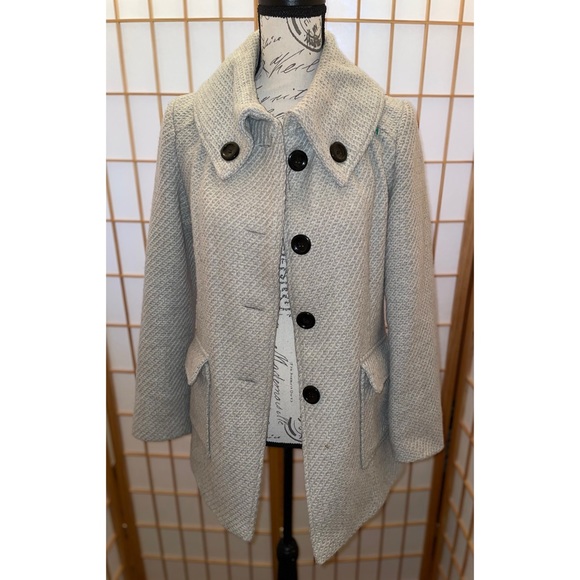 Women’s Forever 21 light gray pea coat, collared, long sleeve, classic jacket - Picture 1 of 9